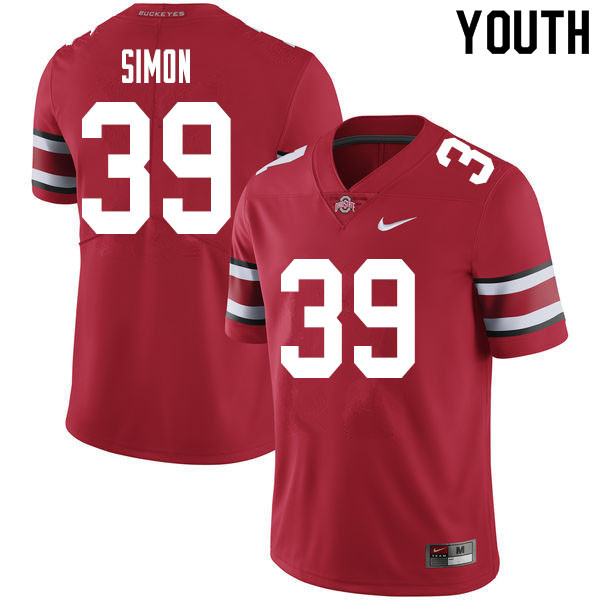 Ohio State Buckeyes Cody Simon Youth #39 Red Authentic Stitched College Football Jersey